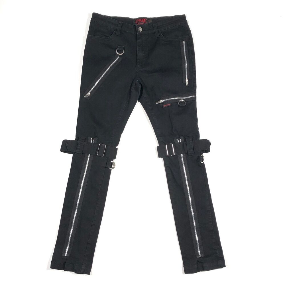 Tripp NYC Bondage Goth Emo Punk Rocker Strap Slim Skinny Pants Size 34x31 B9